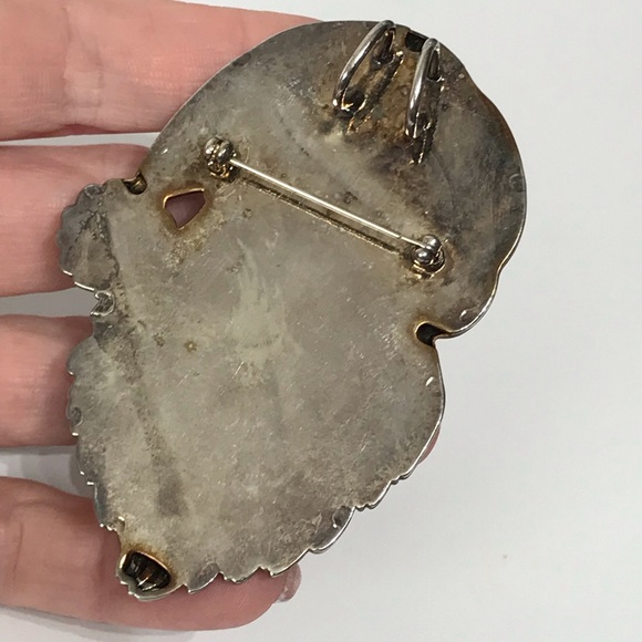 Vintage Unsigned Best Silver Classic Santa Oversized Large Head Brooch Pendant - Picture 11 of 13